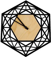 AMADEA Wooden Wall Clock in the Shape of a Hexagon, Solid Wood, Diameter of 30cm - Wall Clock