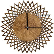 AMADEA Wooden Wall Clock in the Shape of the Sun, Dark, Solid Wood, Diameter of 30cm - Wall Clock
