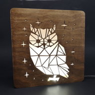 AMADEA Wooden lamp with owl motif, size 20 cm, with LED light with 12V transformer - Table Lamp