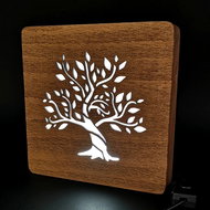 AMADEA Wooden lamp with tree motif, size 20 cm, with LED light with 12V transformer - Table Lamp