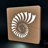 AMADEA Wooden lamp with shell motif, size 20 cm, with LED light with 12V transformer - Table Lamp