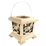 AMADEA Wooden Lantern with Rocking Horse Motif, Solid Wood, 9x9x9cm - Lantern