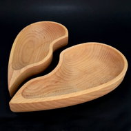 AMADEA Wooden Bowl in the Shape of a Halved Heart, Round Bottom, Solid Wood, size 26x24x4.5cm - Small Bowl