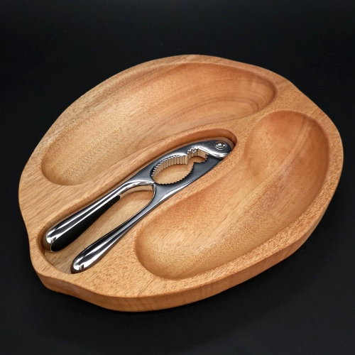 AMADEA Walnut-shaped Wooden Bowl with Nutcracker, Solid Gabon Wood, 23x28x4,5cm - Small Bowl - Main image