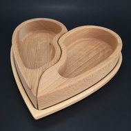 AMADEA Wooden Bowl in the Shape of a Halved Heart with a Tray, Solid Wood, 27x27x5cm - Small Bowl