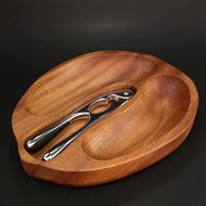 AMADEA Walnut-shaped Wooden Bowl with Nutcracker, Solid Mahogany Wood, 23x28x4,5cm - Small Bowl