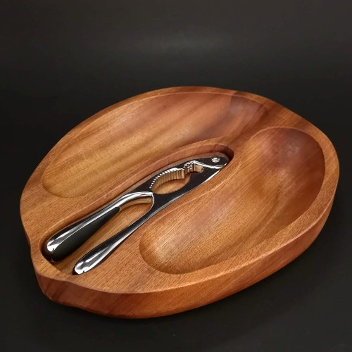 AMADEA Walnut-shaped Wooden Bowl with Nutcracker, Solid Mahogany Wood, 23x28x4,5cm - Small Bowl - Main image