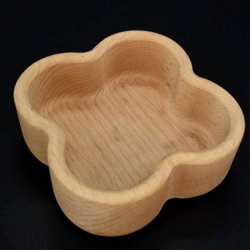 AMADEA Wooden Bowl in the Shape of a Four-leaf Clover, Solid Wood, Size of 11.2x4.5cm - Small Bowl - Main image