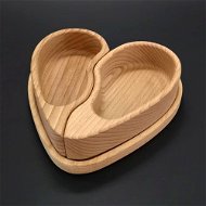 AMADEA Dřevěná miska ve tvaru půleného srdce s podnosem ve tvaru srdce, masivní dřevo, 19,6x18,6x2 c - Miska
