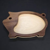 AMADEA Dřevěná miska mozaika ve tvaru prasete, masivní dřevo, 2 druhy dřevin, rozměr 20x12,50x2,50 c - Miska