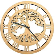 AMADEA Wooden Round Wall Clock, Tree Motif with Roots, Solid Wood, Diameter of 29cm - Wall Clock