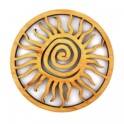 AMADEA Wooden coaster round in the shape of the sun, solid wood, diameter 10 cm - Coaster - Main image
