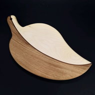 AMADEA Wooden Board in the Shape of a Leaf, Solid Wood, 3 Types of Wood, 37x19x2.5cm - Cutting Board