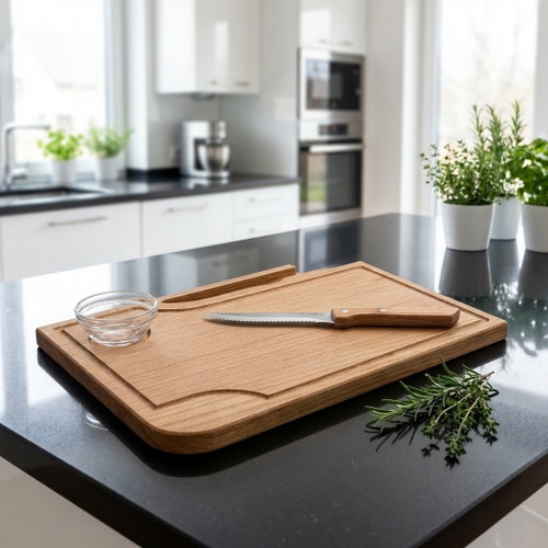 AMADEA Wooden Steak Board with Knife and Bowl, Solid Wood, 30x20x1,5cm - Cutting Board - Main image