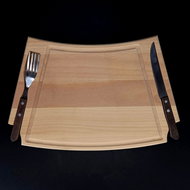 AMADEA Wooden Steak Board with Cutlery, Solid Wood, size of 36 x 22 x 2cm - Cutting Board