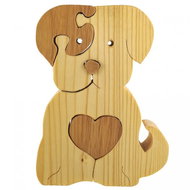 AMADEA Wooden Puzzle Dog, Solid Wood of Two Species, 11x15x3cm - Jigsaw Puzzle