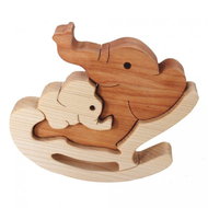 AMADEA Wooden Puzzle Rocking Elephant, Solid Wood of Two Species, 14x12x3cm - Jigsaw Puzzle