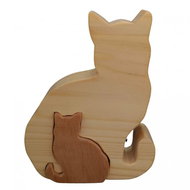 AMADEA Wooden Puzzle of a Cat, Solid Wood of Two Species of Woody Plants, 11.5x15x3cm - Jigsaw Puzzle