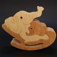 AMADEA Dřevěné puzzle houpací slon, masivní dřevo dvou druhů dřevin, 14x12,5x3 cm - Puzzle