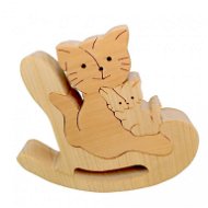AMADEA Wooden Puzzle Rocking Cat, Solid Wood of Two Species, 14x11,5x3cm - Jigsaw
