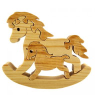 AMADEA Wooden Puzzle Rocking Horse, Solid Wood of Two Types of Wood, 13.5x11.5x3cm - Jigsaw Puzzle