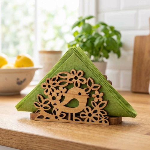 AMADEA Wooden napkin holder with bird, solid wood, 12,5x6,5x3,5 cm - Napkin Holders - Main image