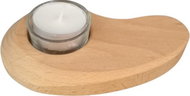 AMADEA Wooden Candlestick in the Shape of a Kidney, Solid Wood, 13x9x2cm - Candlestick