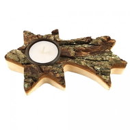 AMADEA Wooden Candlestick with Bark in the Shape of a Comet, Solid Wood, 18x10x3cm - Candlestick