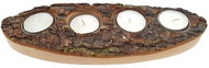 AMADEA Wooden Advent Candlestick with Bark, Solid Wood, 28x10x3cm - Candlestick
