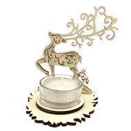 AMADEA Wooden Candlestick Deer, Height 10cm - Candlestick