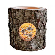 AMADEA Candlestick made of Bark Trunk with Deposit - Flowers, Solid Wood, Height 12cm - Candlestick