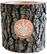 AMADEA Candlestick made of Bark Trunk with Insert - Bells, Solid Wood, Height 12cm - Candlestick