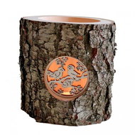 AMADEA Candlestick made of Bark Trunk with a Insert - Birds 12cm - Candlestick