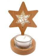 AMADEA Wooden Candlestick Star with Insert - Ornament, Solid Wood, Height 10cm - Candlestick