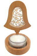 AMADEA Wooden Candlestick Bell with Insert - Ornament, Solid Wood, Height 10cm - Candlestick