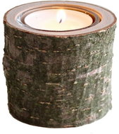 AMADEA Wooden Candlestick Bark Trunk, Solid Wood, Height 6cm - Candlestick