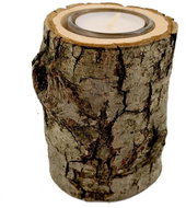 AMADEA Wooden Candlestick Bark Trunk, Solid Wood, Height 10cm - Candlestick