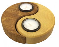 AMADEA Wooden Candlestick Yin - Yang, Solid Wood, 15x11,5x3cm - Candlestick