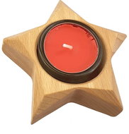 AMADEA Wooden Candlestick in the Shape of a Star, Solid Wood, 10x3cm - Candlestick