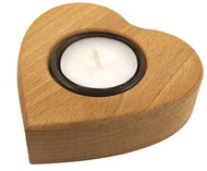 AMADEA Wooden Candlestick in the Shape of a Heart, Solid Wood, 10x10x3cm - Candlestick
