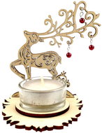 AMADEA Wooden Candlestick Deer with Beads, Height 10cm - Candlestick