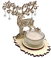 AMADEA Wooden Candlestick Deer with Beads, Height 10cm - Candlestick