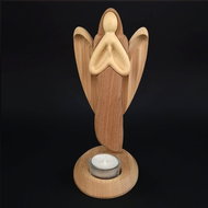 AMADEA Wooden Candlestick Angel Praying, Solid Wood, 22x12x2cm - Candlestick