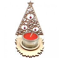 AMADEA Wooden Candlestick Sapling with Decorations, 10cm - Candlestick