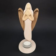 AMADEA Wooden Candlestick Angel with Heart, Coloured, Solid Wood, Height 25cm - Candlestick