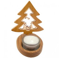 AMADEA Solid Wood Candlestick with Insert - Bell with Nativity Scene 10cm - Candlestick