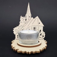 AMADEA Wooden Candlestick Church, 10cm - Candlestick