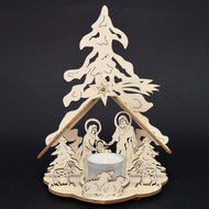 AMADEA Wooden Candlestick Nativity Scene, Folding, 19cm - Candlestick
