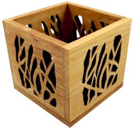 AMADEA Wooden Candlestick Cube with Cut-out, Solid Wood, 10x10x10cm - Candlestick