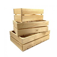 AMADEA Wooden Set of 3 Boxes made of Solid Wood, 40x27x12cm - Storage Box